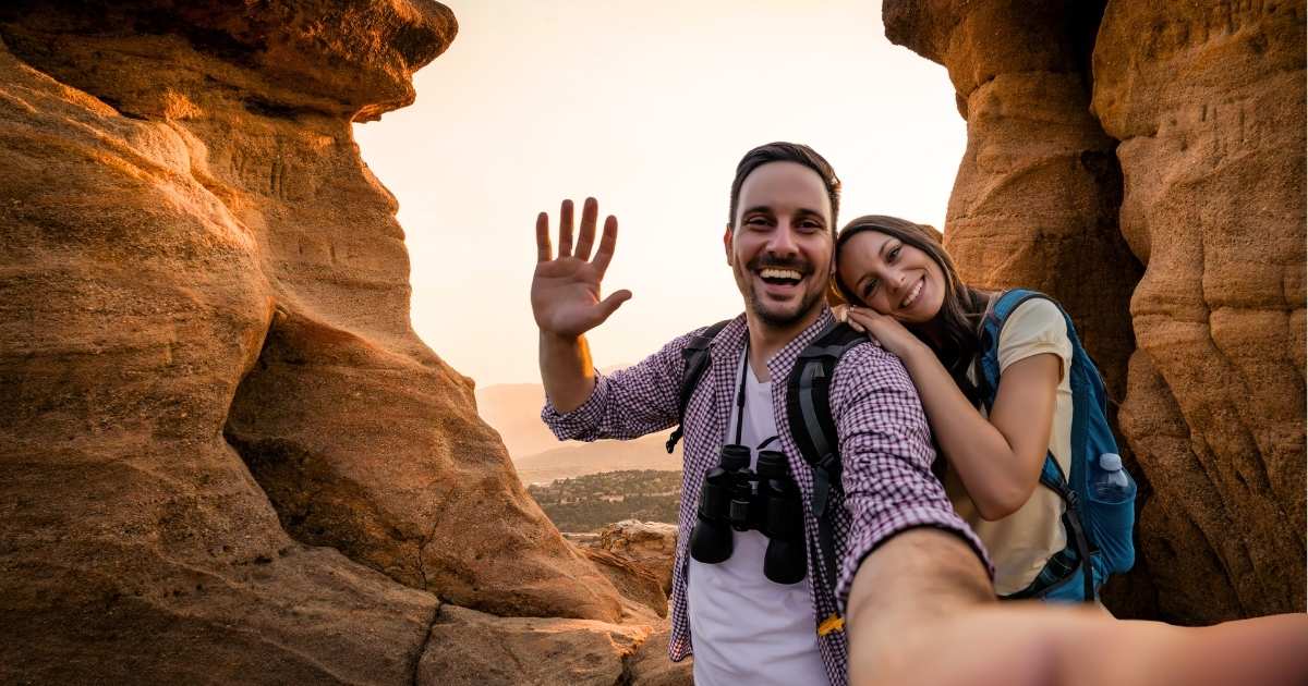 Couple on a date going for a hike in Colorado Springs, CO