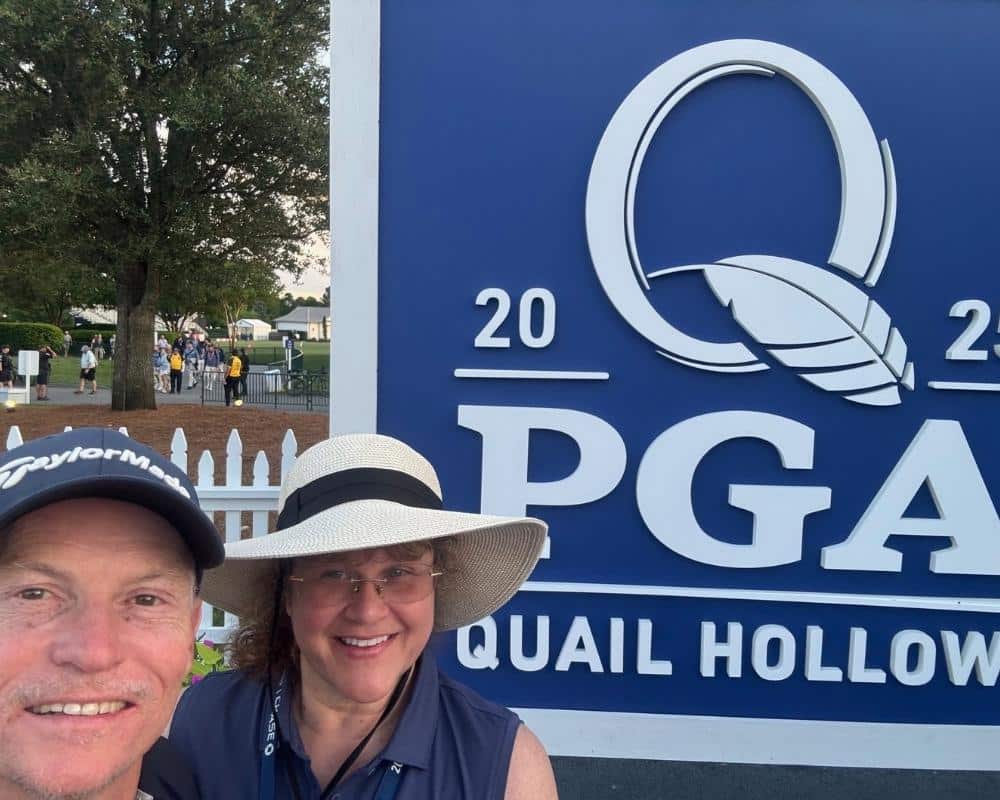 Matchmaking success couple smiling at PGA tournament