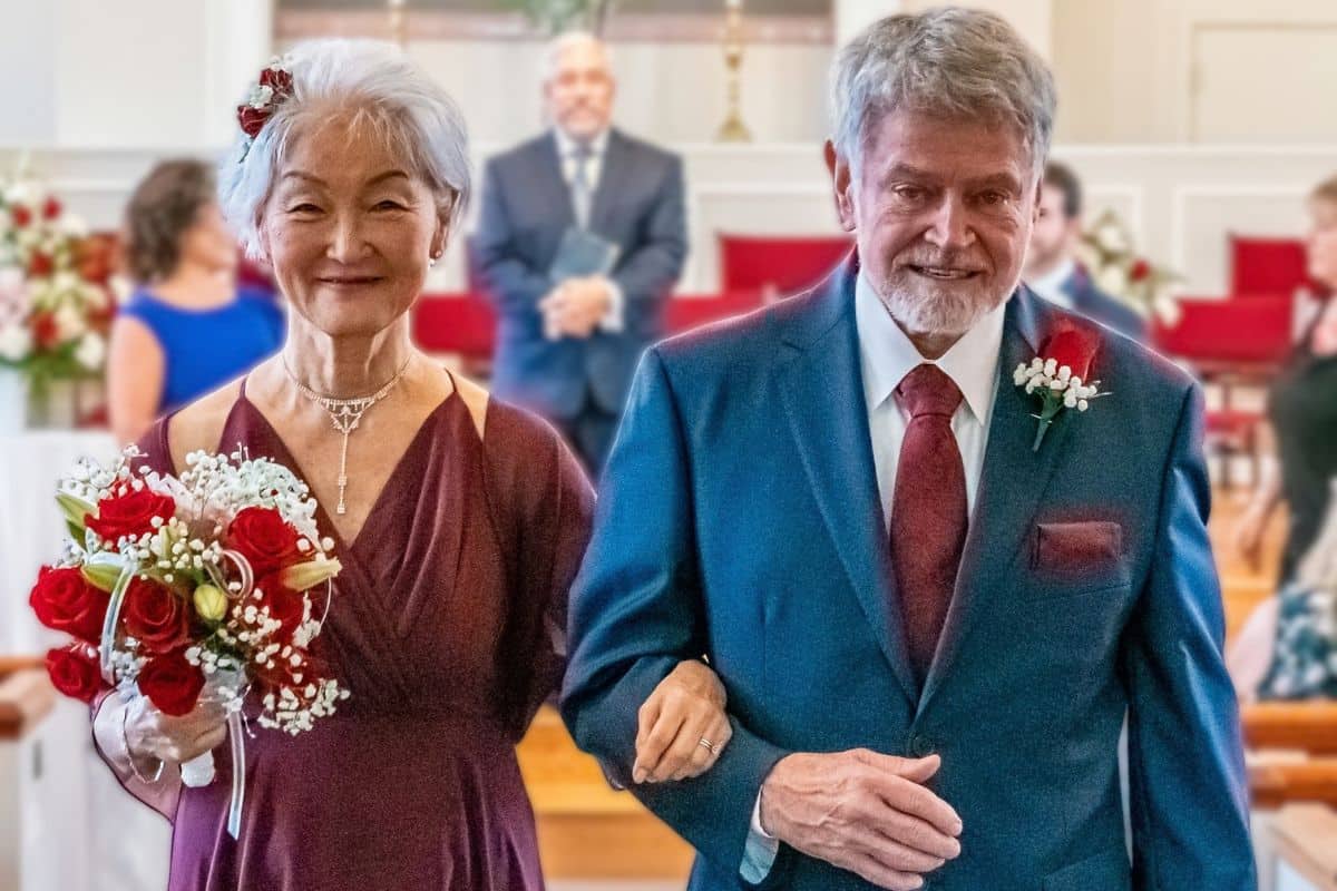 TMC clients Jim and Cecilia on their wedding day.